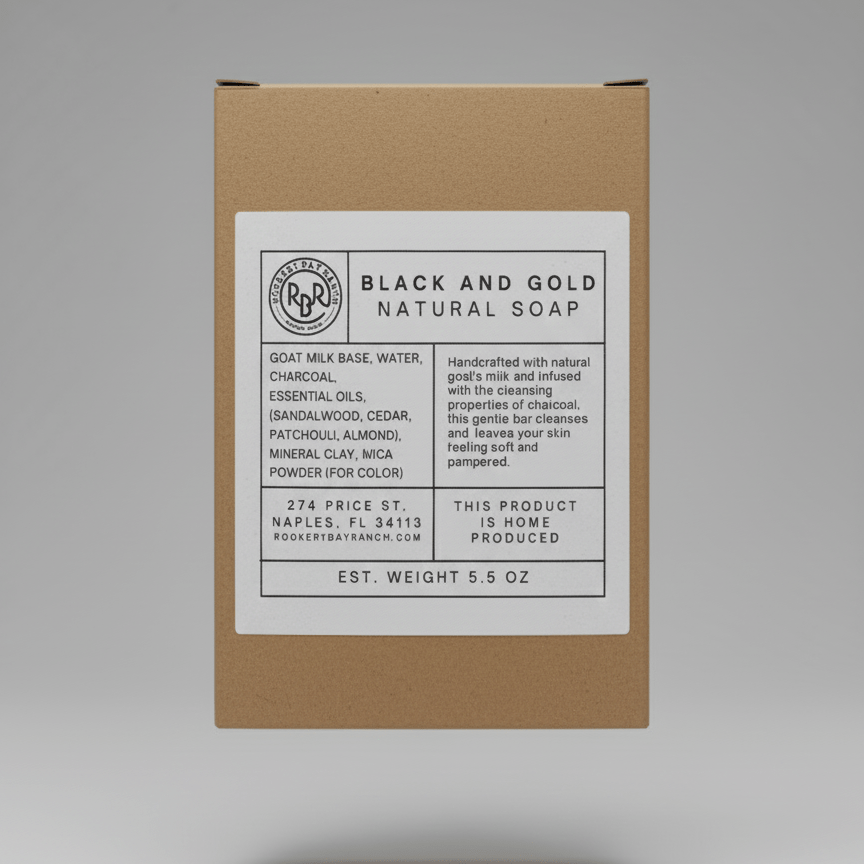 Black & Gold Charcoal Goat’s Milk Soap | 5oz - Rookery Bay Ranch Candles and Soaps