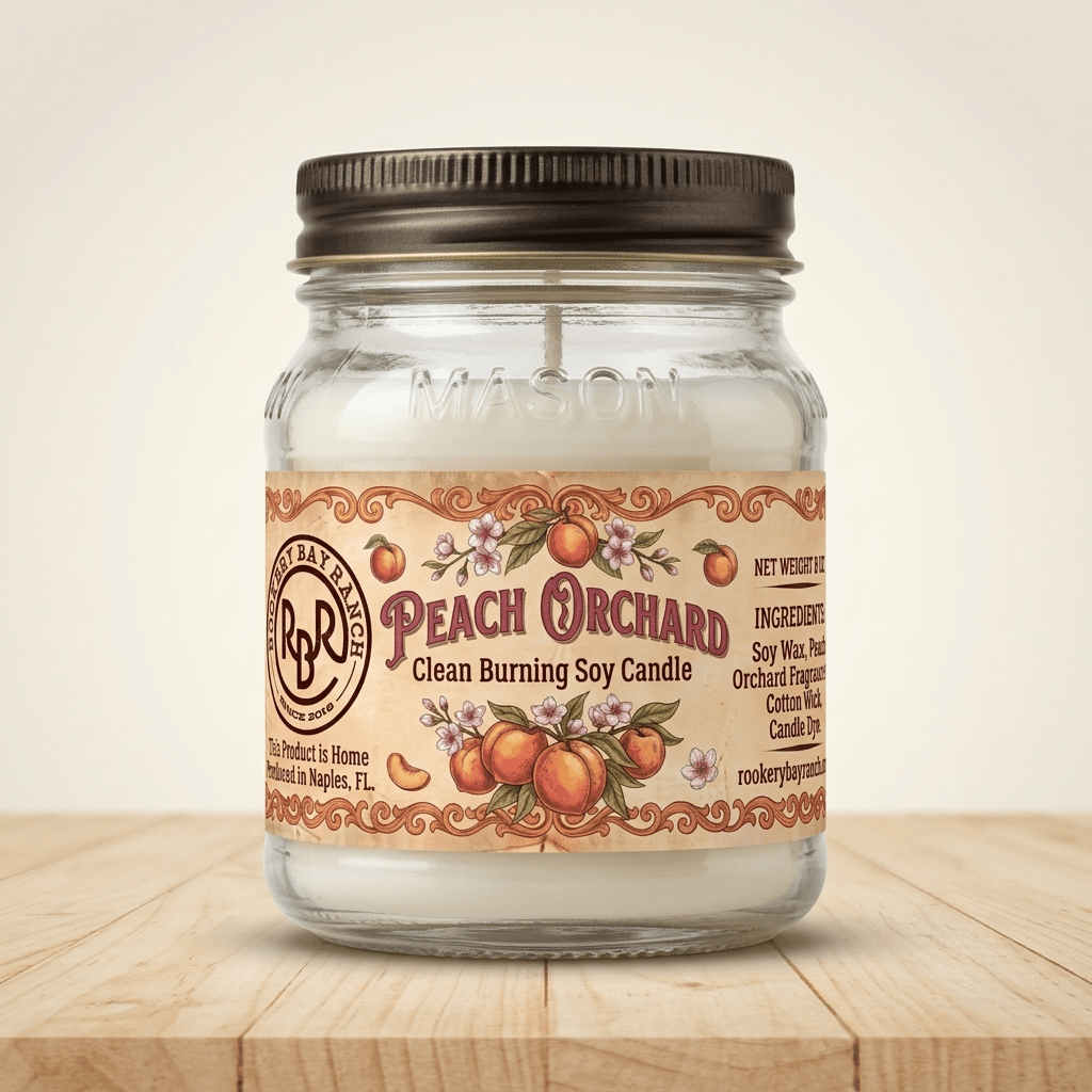 Peach Orchard Soy Candle | 8oz - Rookery Bay Ranch