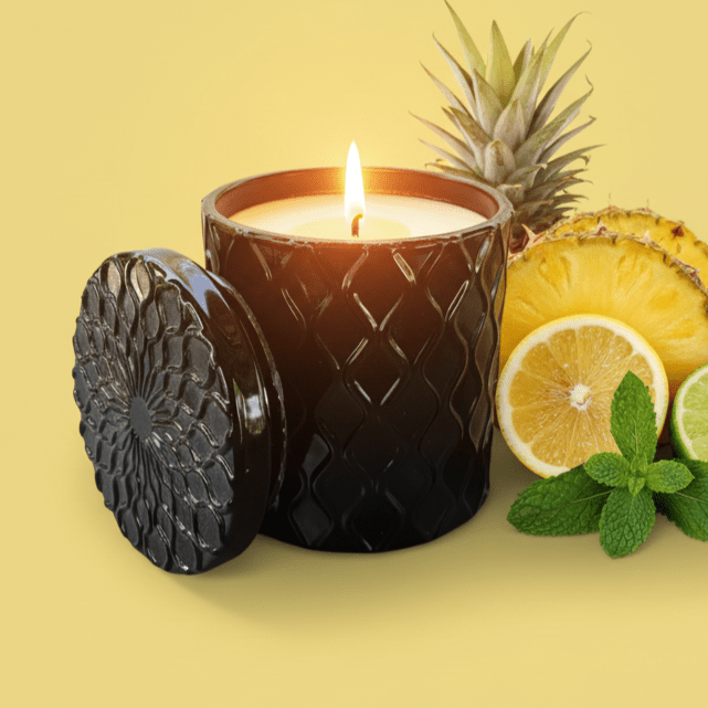 Pineapple & Citrus Soy Candle in a Pineapple Glass Container - Rookery Bay Ranch Candles and Soaps