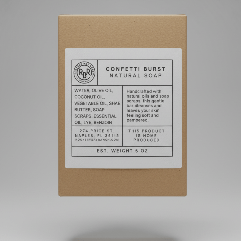 Confetti Burst Natural Soap - Creamy Lather - Rookery Bay Ranch Candles and Soaps