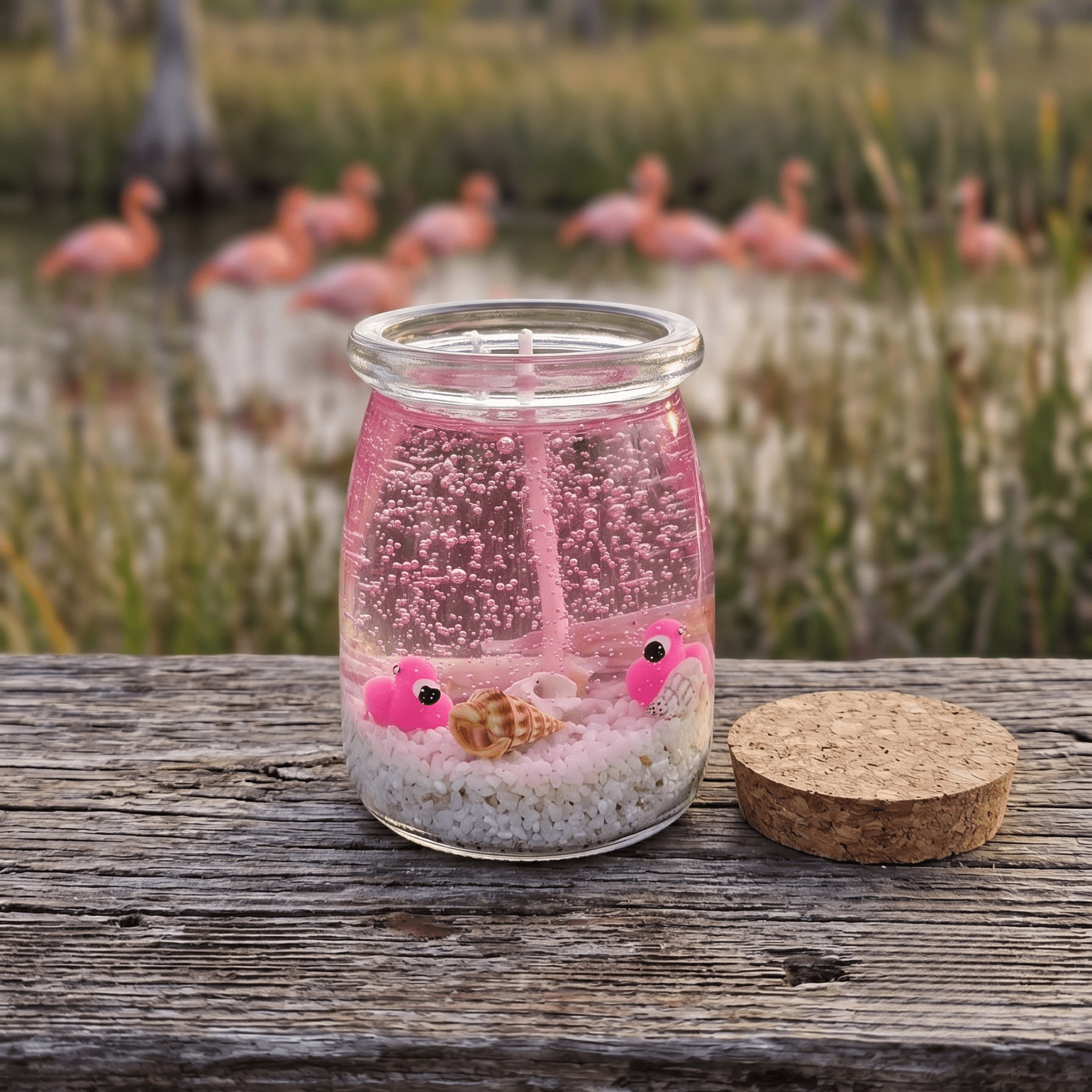 Flamingo Fantasy Bottle Candle | 6oz - Rookery Bay Ranch