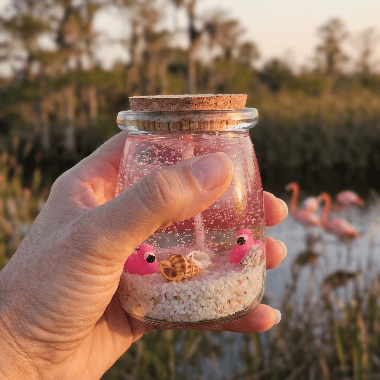 Flamingo Fantasy Bottle Candle | 6oz - Rookery Bay Ranch