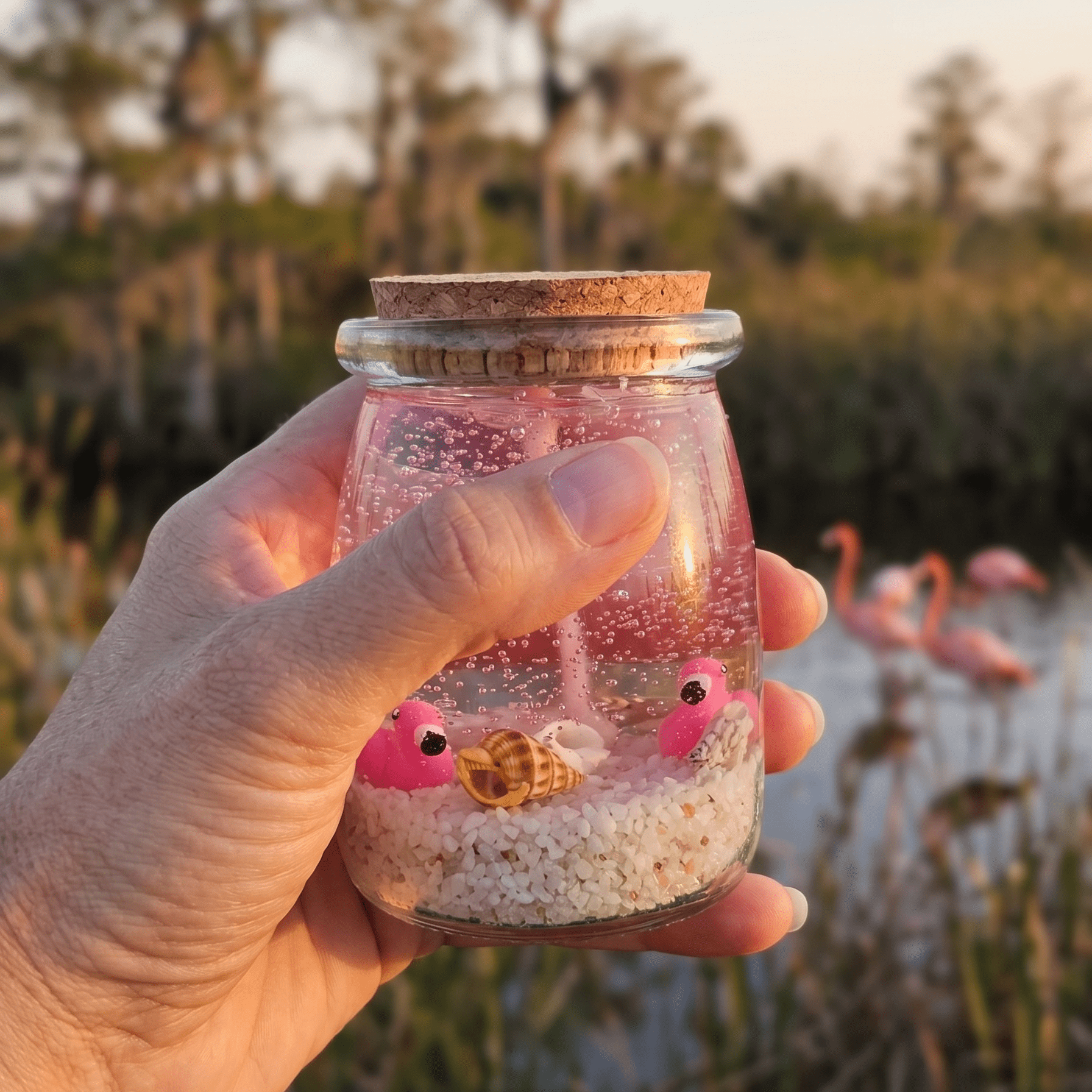 Flamingo Fantasy Bottle Candle | 6oz - Rookery Bay Ranch
