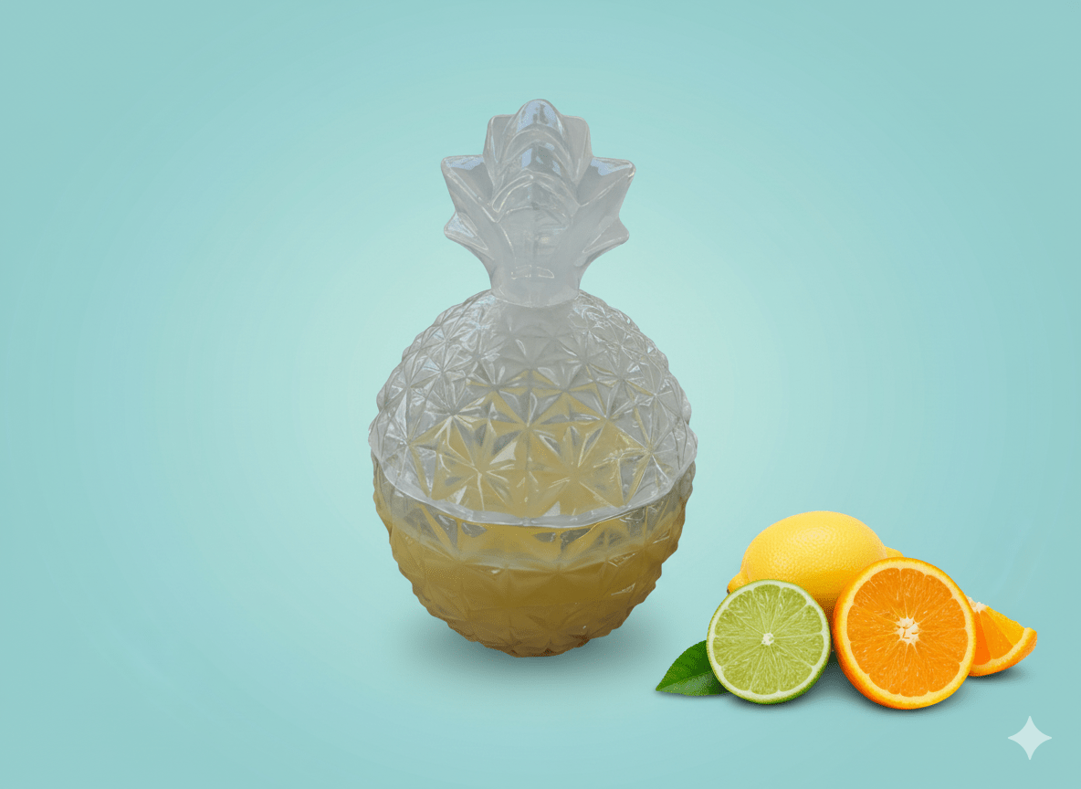 Pineapple & Citrus Soy Candle in a Pineapple Glass Container - Rookery Bay Ranch Candles and Soaps