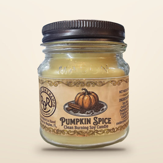 pumpkin spice candle in mason jar