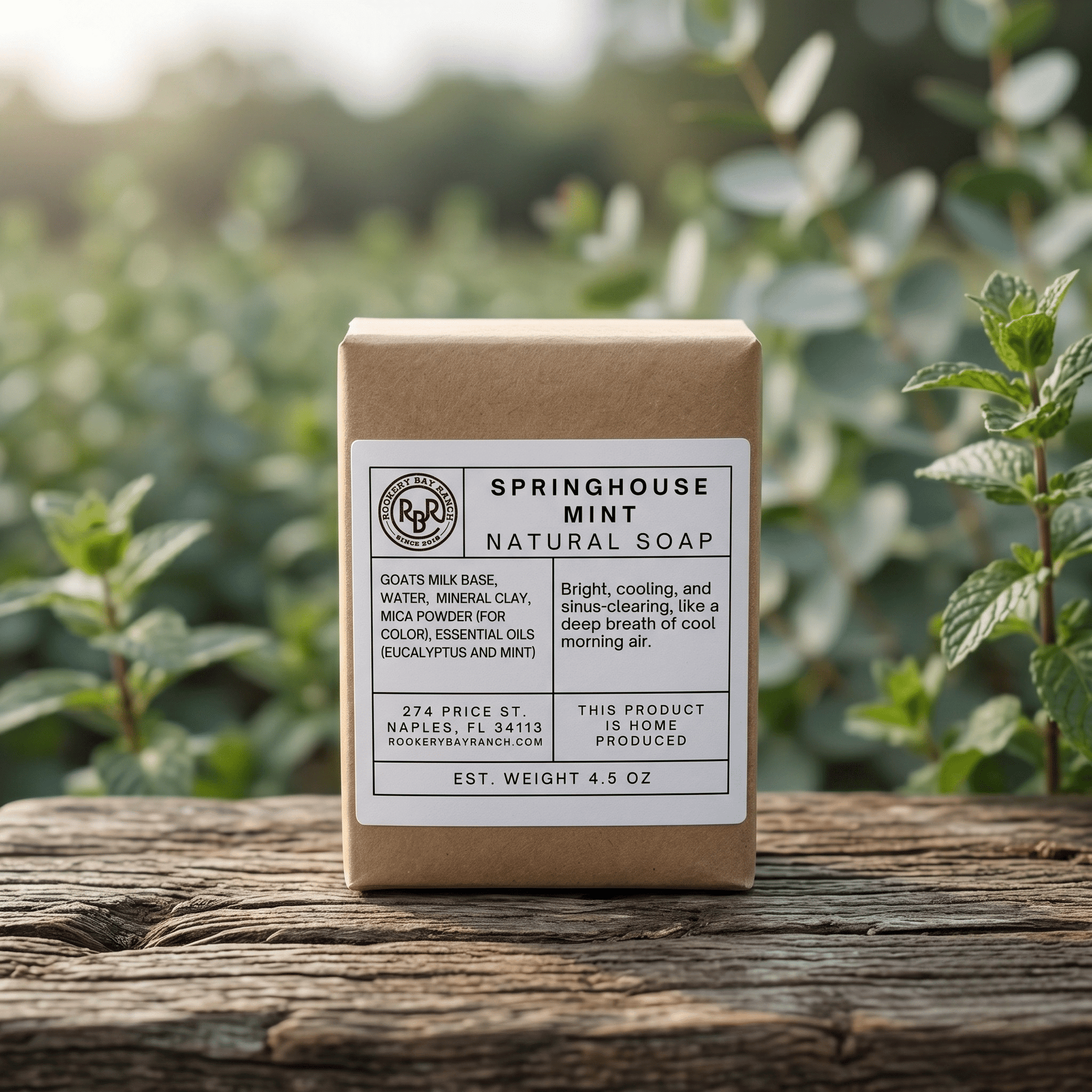 Springhouse Mint Natural Soap | 4.5oz - Rookery Bay Ranch