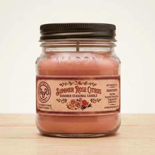 Summer Rose Citrus Soy Candle | 8oz - Rookery Bay Ranch