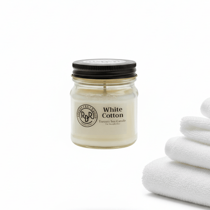White Cotton Luxury Soy Candle - Rookery Bay Ranch Candles and Soaps